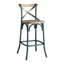 Chaise à hauteur de bar moderne de 29 po Chad, repose-pieds, dossier en X, vert, bois de chêne-98767257
