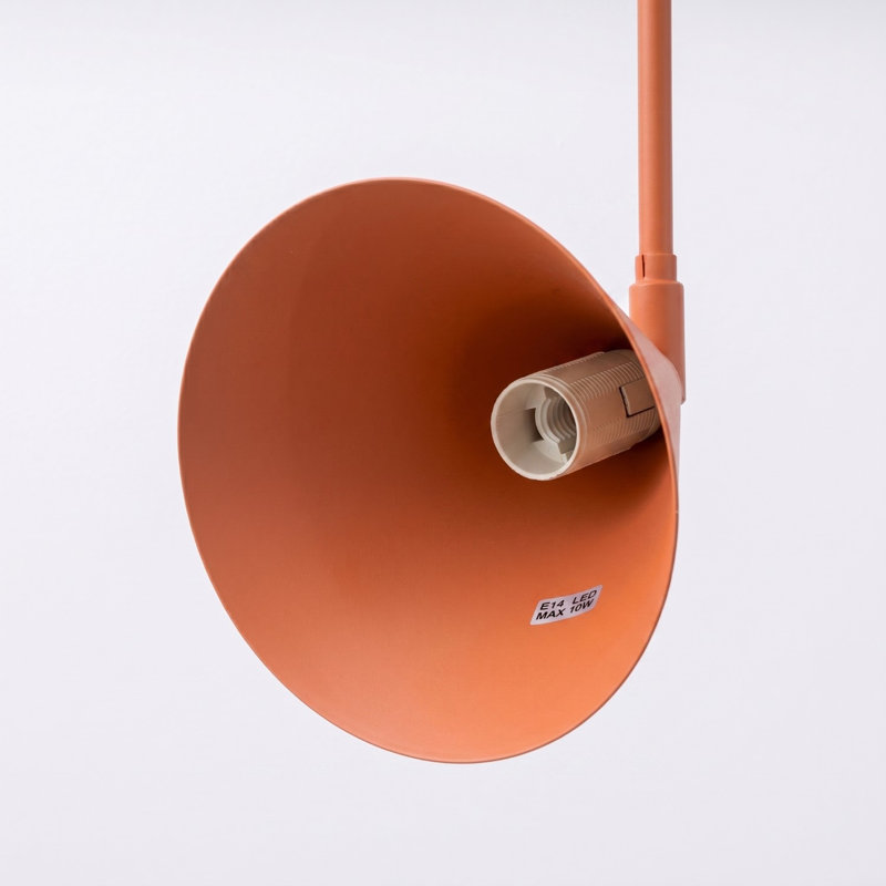 Steel Flush Mounted Sconce, Wall lamp NOX 1 red ochre with a switch, Red Ochre, 1 Light