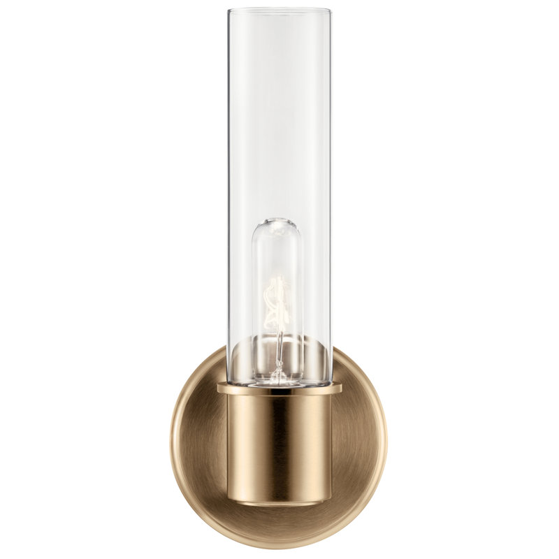 Applique murale 1 lumière 13 "avec verre transparent 13", Bronze champagne