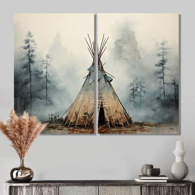 Grey Native Tipi Whispers Of Spirit - Gray Global Art Prints On Canvas