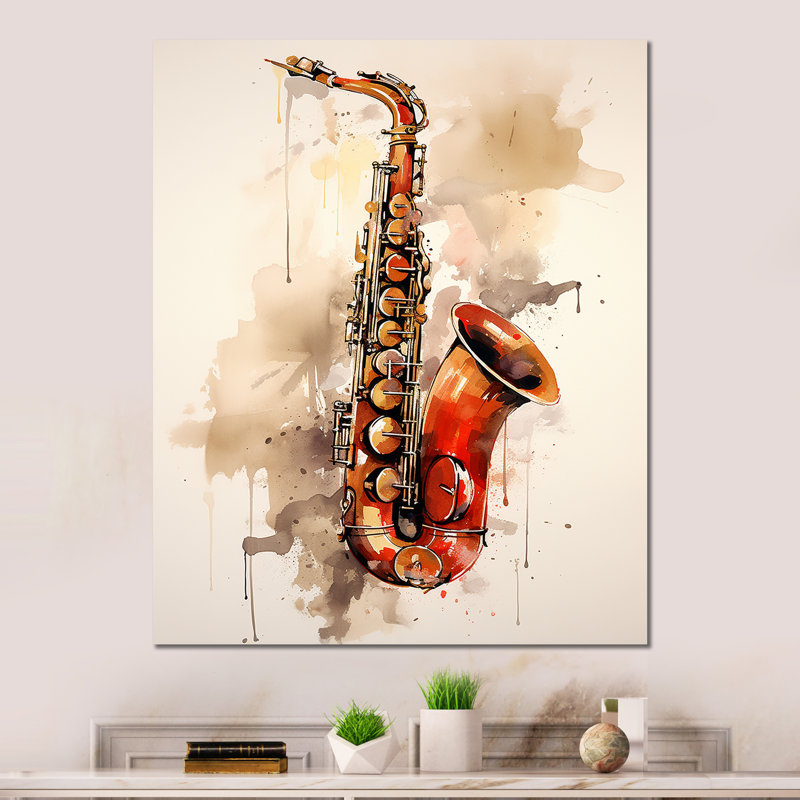 «Vibrant Saxophone Swing» sur métal, H 32 po x l 24 po x P 1 po