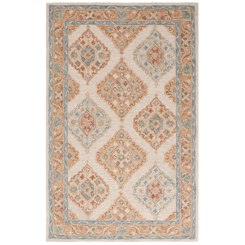 Tapis de couleur sud-ouest en laine et coton touffeté à la main Olavarria, Rectangle 4 pi x 6 pi