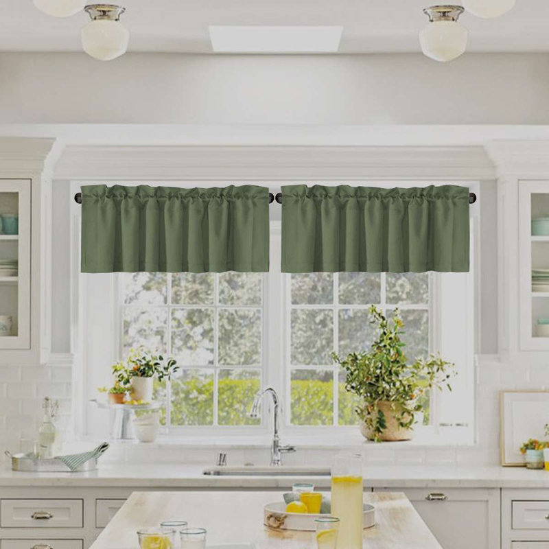 2 Panels Blackout Curtain Valances for Kitchen Windows/Bathroom/Living Room/Bedroom Privacy Decorative Rod Pocket Short Window Valance Curtains