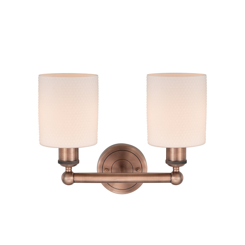 2 - Light Dimmable Vanity Light, Antique Copper, Matte White