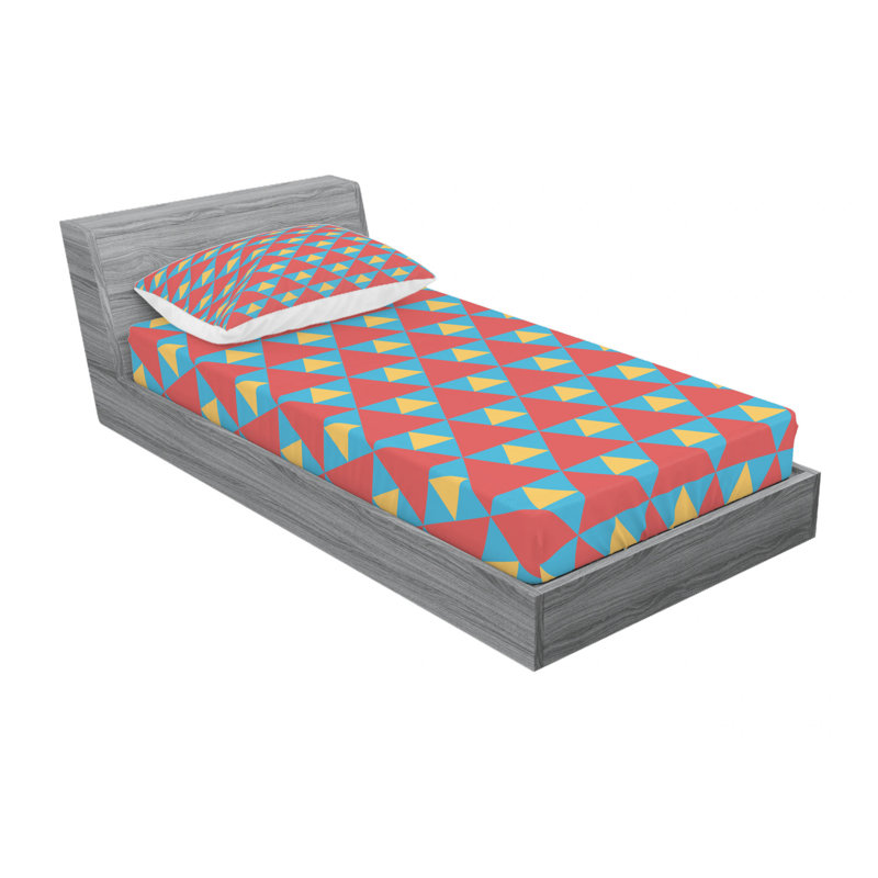 Microfiber Geometric Sheet Set, Twin Sheet Set with Fitted Sheet