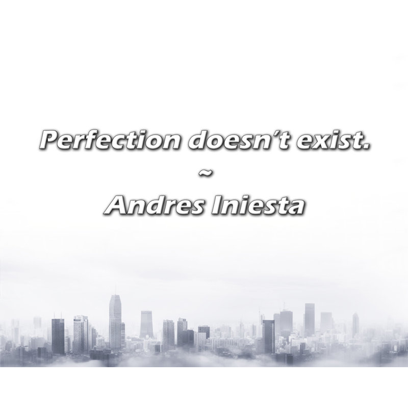 Citation artistique «La perfection n'existe pas». Toile tendue par Andres Ineste, H 17 po x l 24 po