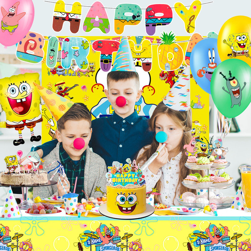 SpongeBob décorations d'anniversaire, 99 pièces d'articles de fête Bob l'éponge