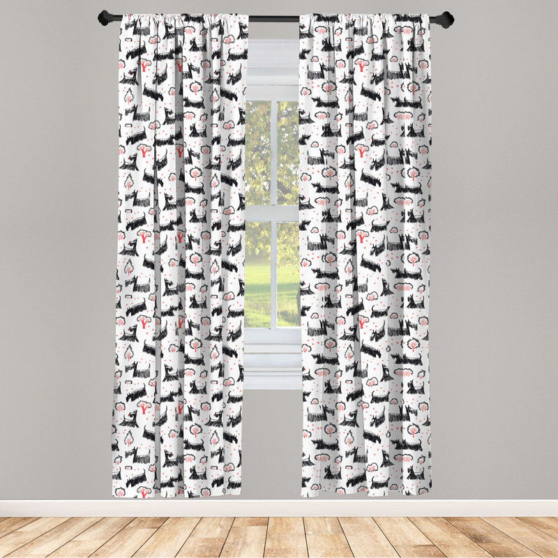 Scottie Dog Semi-Sheer Rod Pocket Sliding Panel, 28" x 63"