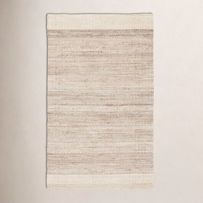 Clemmy Ivory Natural Hand-Woven Striped Jute Rug