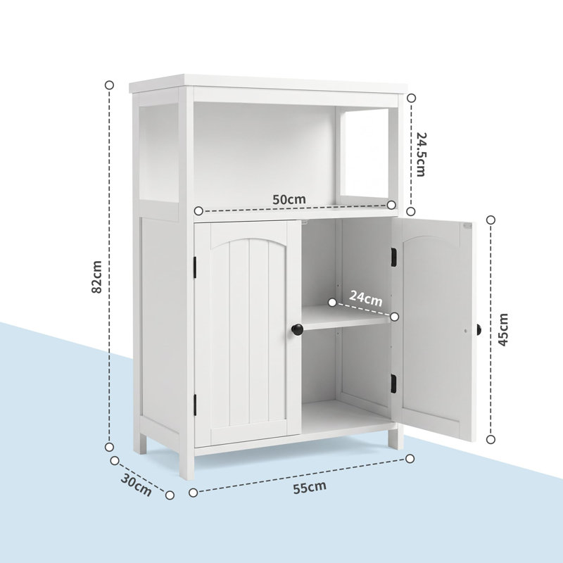 Bathroom Storage Cabinet with 2 Doors & Open Storage Shelf