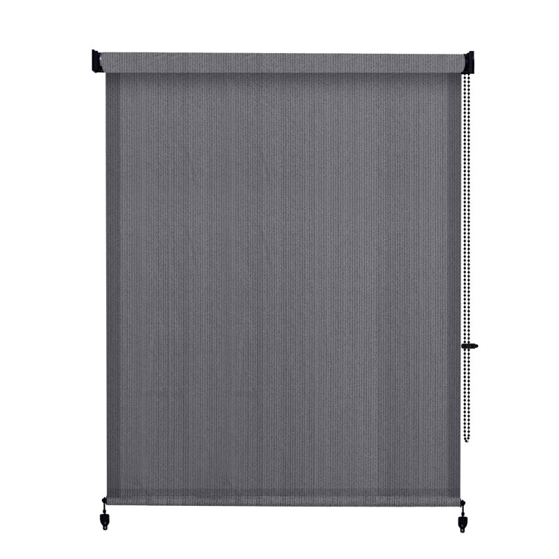 Store à enroulement semi-transparent d'extérieur avec store enroulable à cordon, Rectangle 72 po x 72 po, Gris