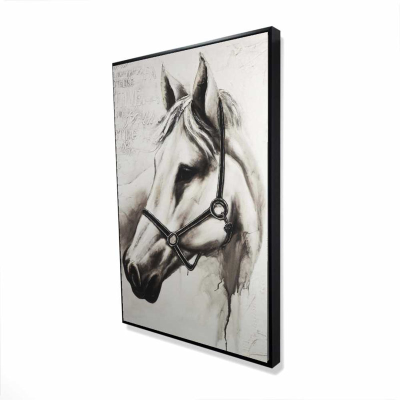 Flicka le cheval blanc - Toile encadrée pour décor de ferme