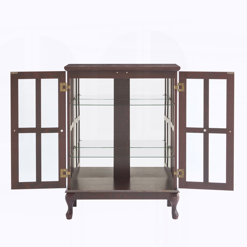 Armoire de rangement avec bande lumineuse RVB multicolore et 2 tablettes ajustables, Cherry