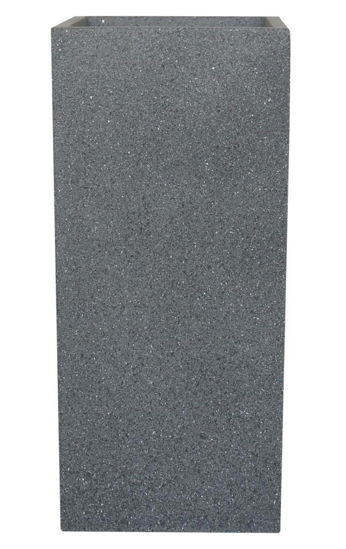 Concrete Effect Tall Planter, Frostproof Outdoor Plant Pot, Tall Garden Planter with Drainage Holes, Textured Grey Tall Square Plant Pot