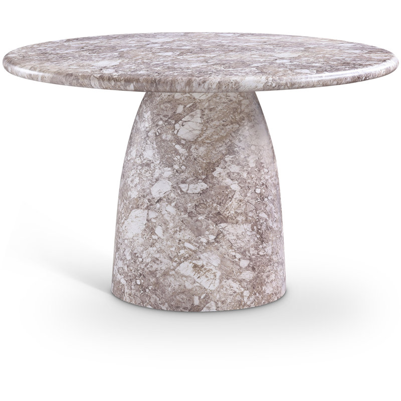 Table de salle à manger C béton, 76 cm (H) x 123 cm (L) x 123 cm (P), Brun