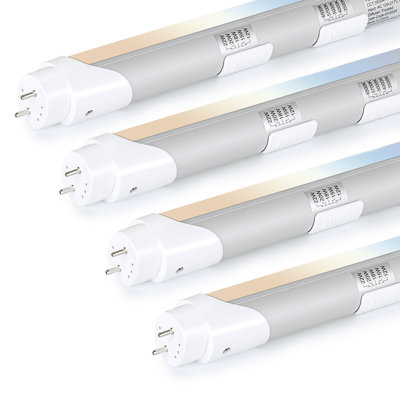 Tube lumineux T8 à DEL H&B Luxury 4FT, type A + B, 5 puissances (12W-22W) et 5 couleurs (3500K-6500K) tout en 1, dérivation Plug and Play ou ballast, remplacement des ampoules fluorescentes T8 T10 T12, ETL DLC (4 Pack)