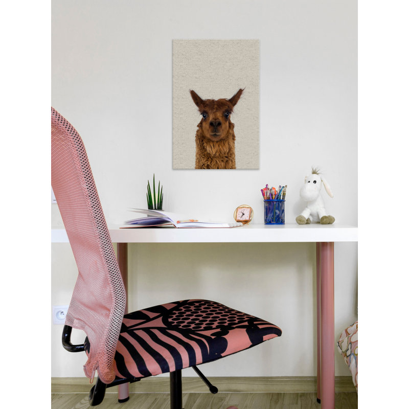 « staring llama ii », art sur toile, H 12 po x l 8 po x P 1,5 po