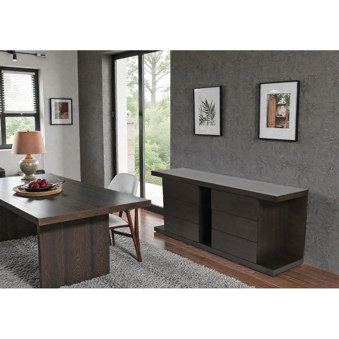 Pangea Home Thite Jamer 71" Wide 6 Drawer Sideboard - FULLY ASSEMBLED - Modern Storage Buffet – Contemporary Sideboard Cabinet with Drawers for Dining Room, Living Room, Bedroom, or Kitchen Brayden Studio® 