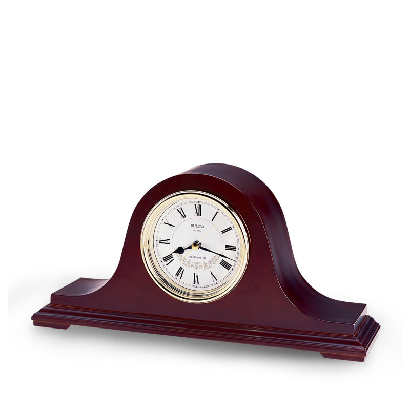 Minick Traditional Roman Numeral Wood Quartz Movement / Crystal Tabletop Clock in
