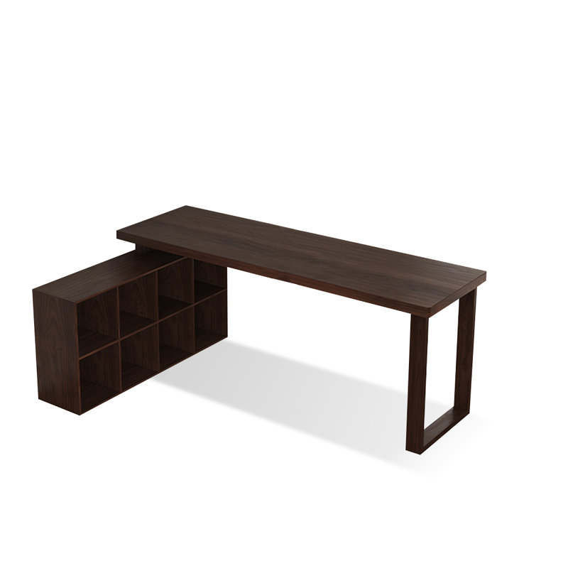 Dark-walnut L-Shaped Solid Wood desk, 29.53" H x 86.61" W x 47.24" D, Left Hand Return