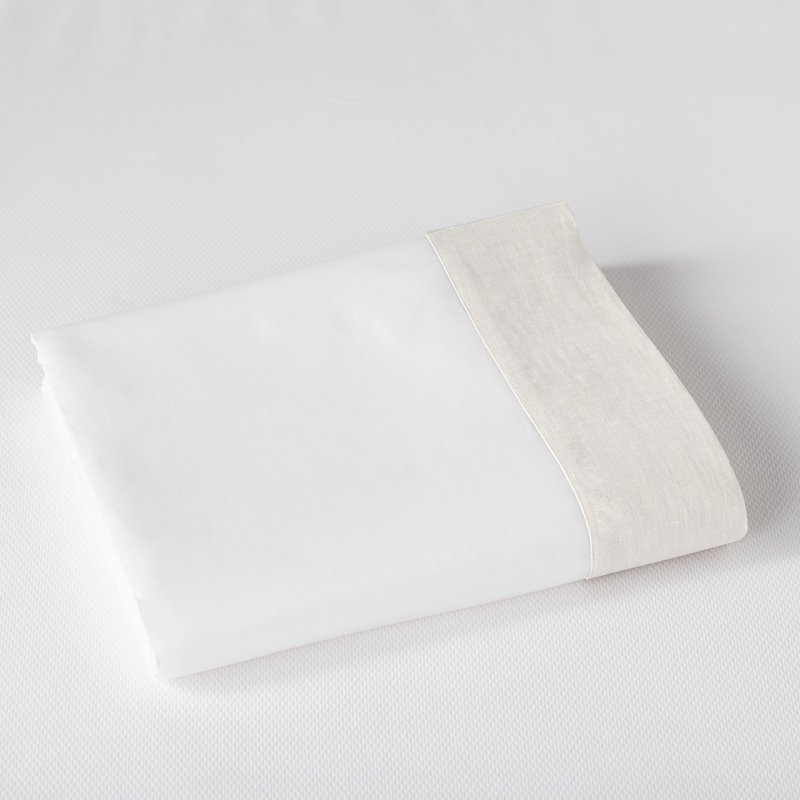 Mandalay Linen Cuff Flat Sheet, Twin Flat Sheet, Pearl