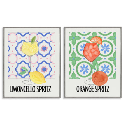 Citrus Spritz On My Mind 2pc Framed Giclee Set, design by Nina Jacobs