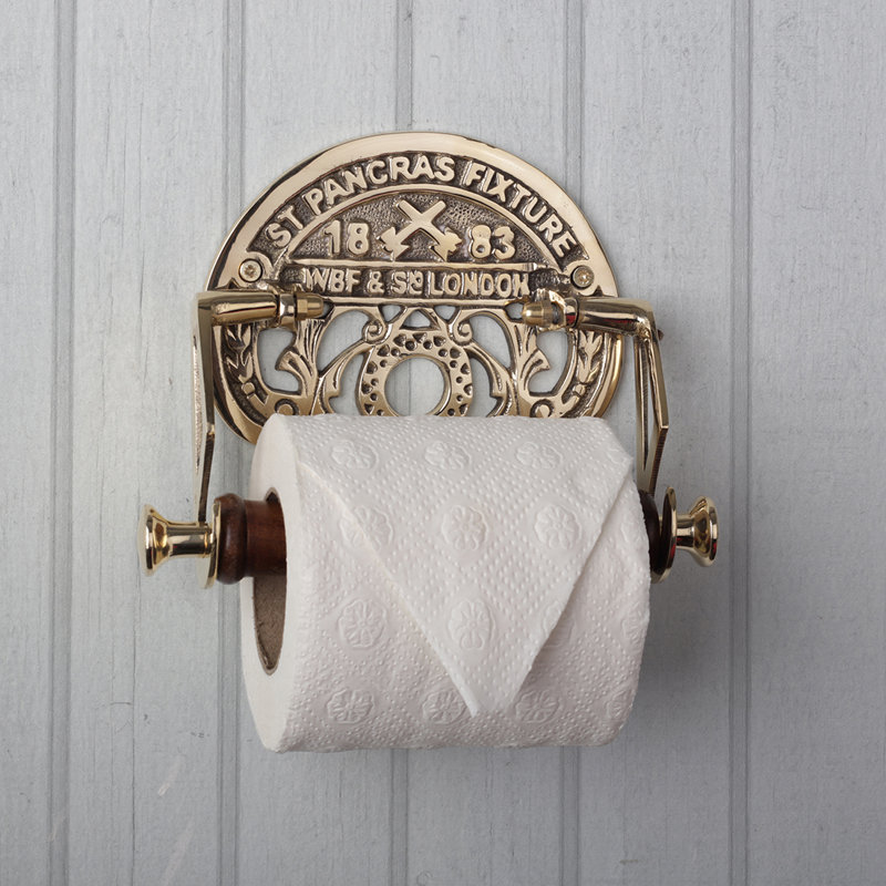Aghwith Wall Mounted Toilet Paper Holder, Brass