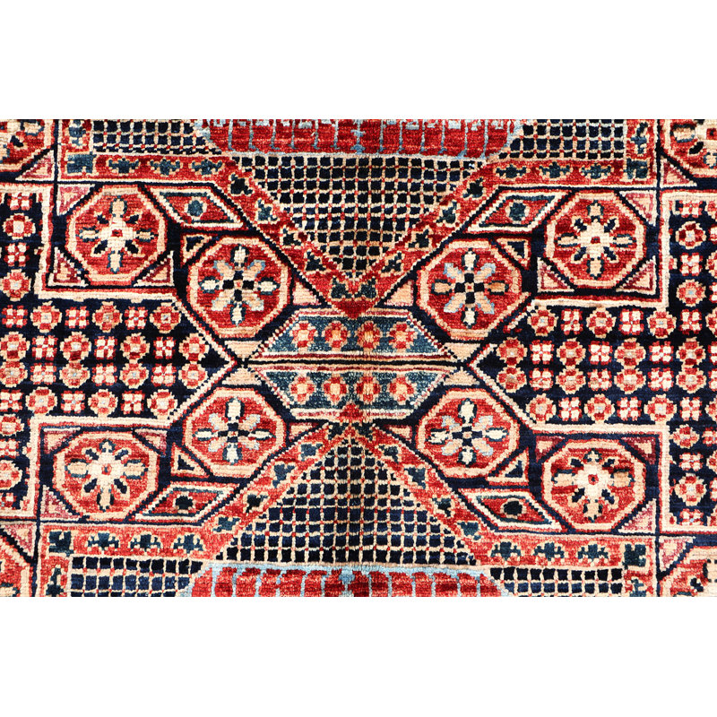 Tapis oriental rouge / noir / beige en laine noué à la main Aryana