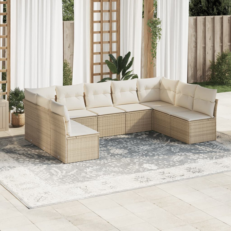 Ensemble de canapé de jardin Vidaxl, Beige, Blanc