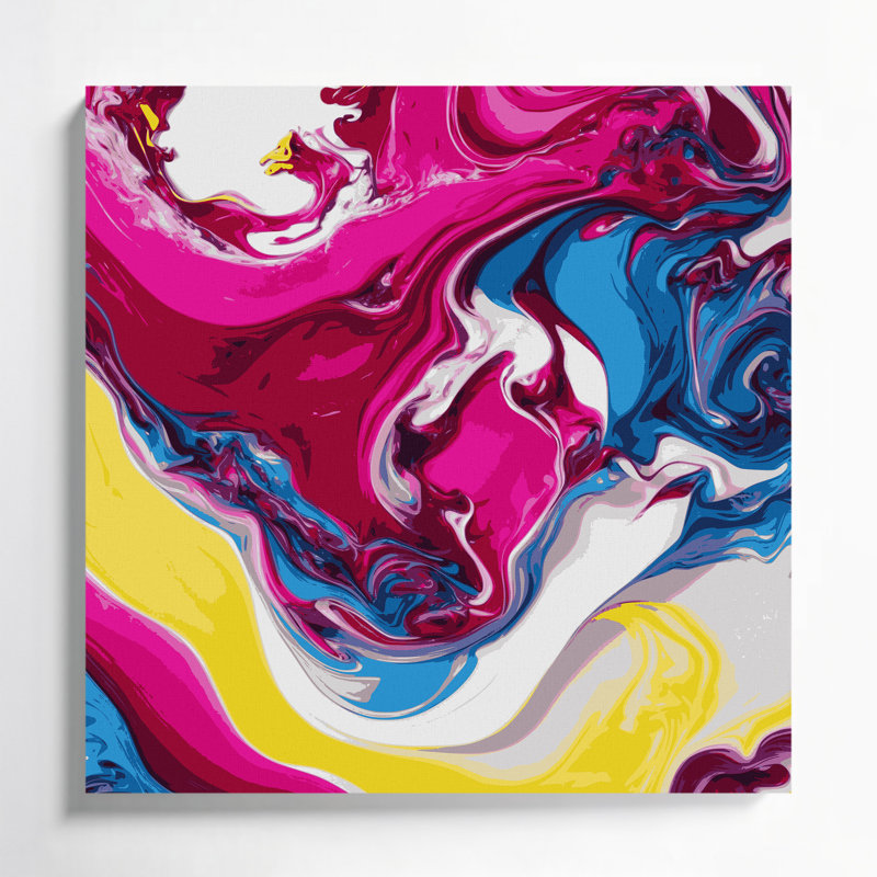 Abstrait art fluide sur toile beige 46, H 8 po x l 8 po