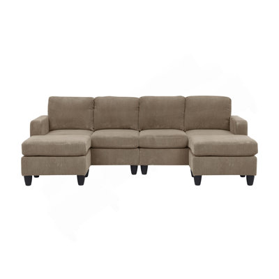 Savannah Modular Corduroy Sectional Sofa With Ottoman