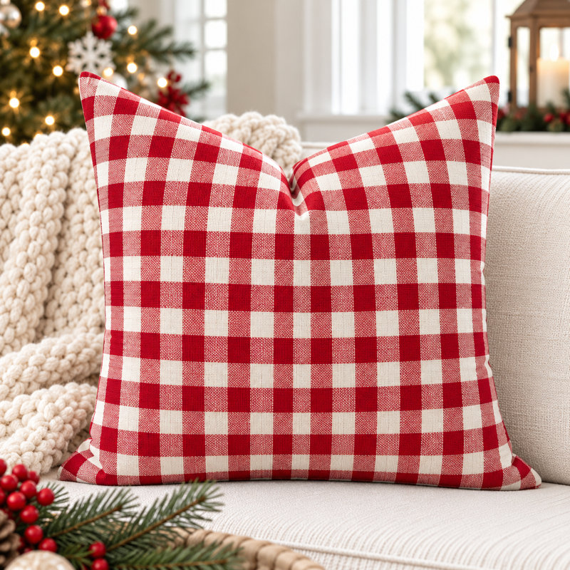 Housse de coussin en coton Gingham, 15,5 po x 15,5 po