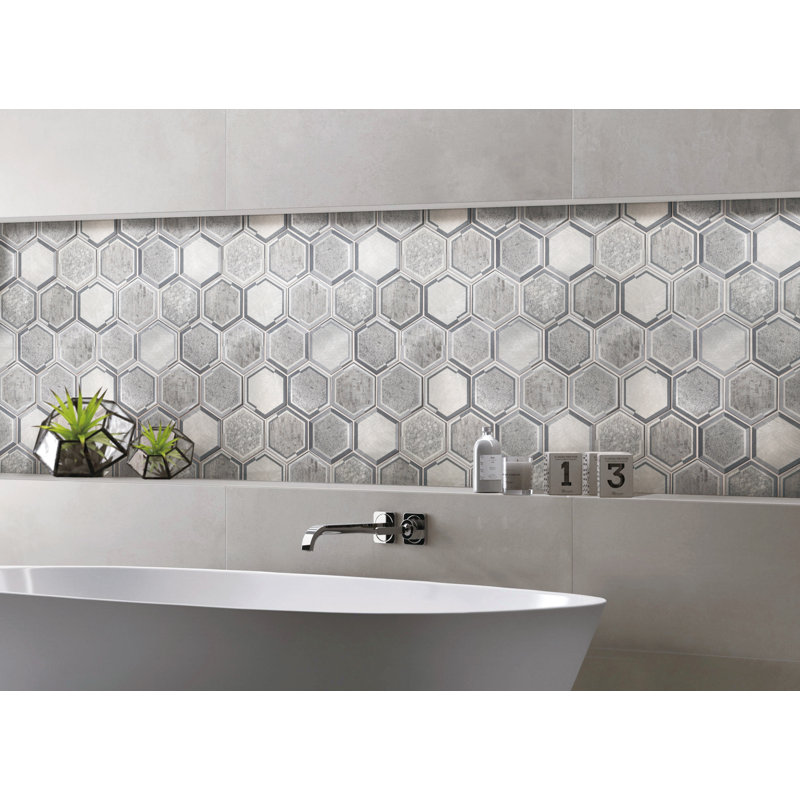 3" x 3" Metal Honeycomb Mosaic Tile