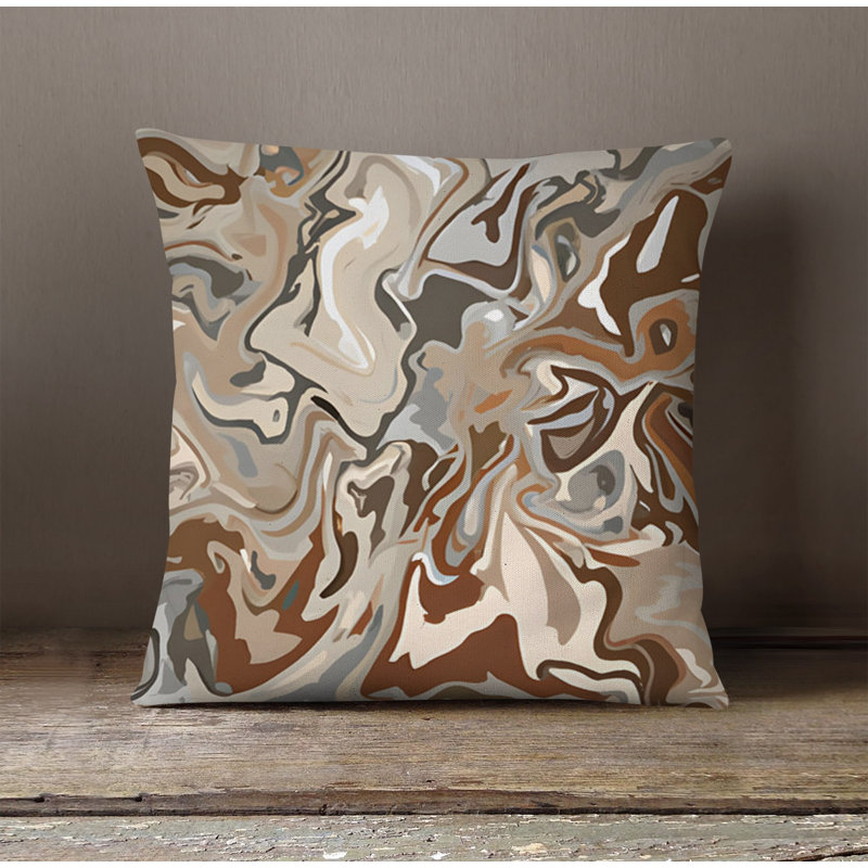 Throw Pillow With Insert, Brown/Orange Abstract 6, 20"H x 20"W