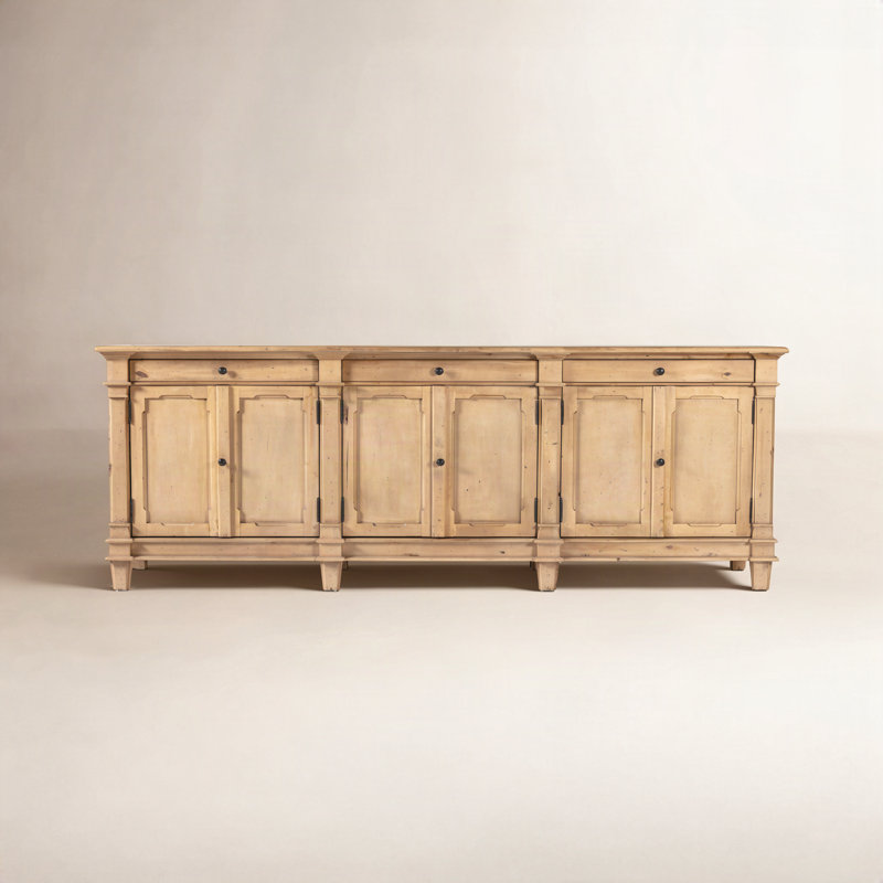 Marjorie 96.25'' W Solid Wood Sideboard, Bleached Birch