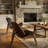 Leather Mid Century Modern Wide Side Accent Chair, Walnut Leather Lounge Chair