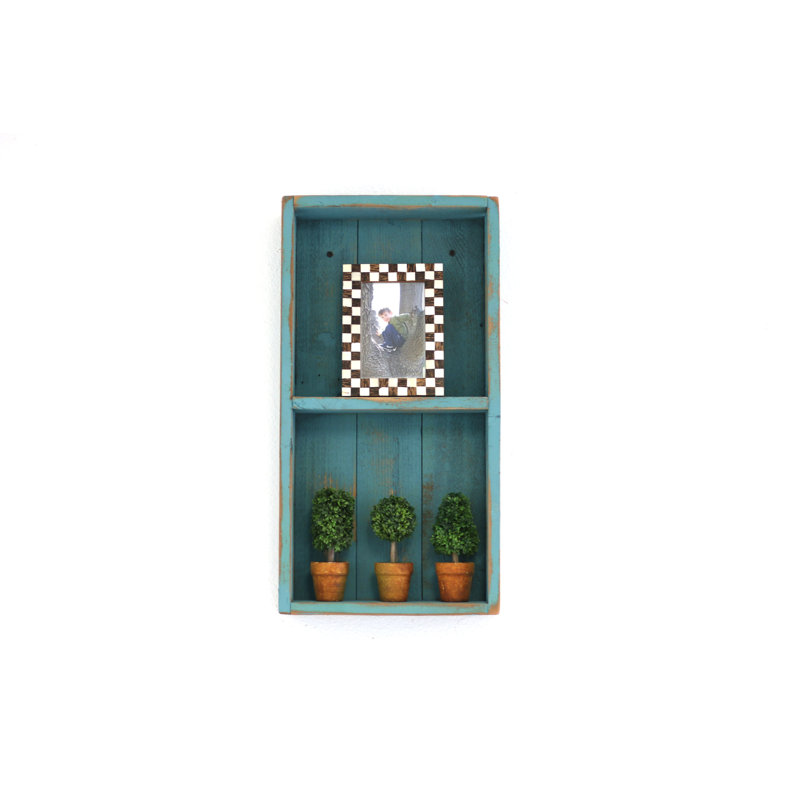 Bateman Cedar Accent Shelf, Turquoise, 24" H x 10" W x 4" D