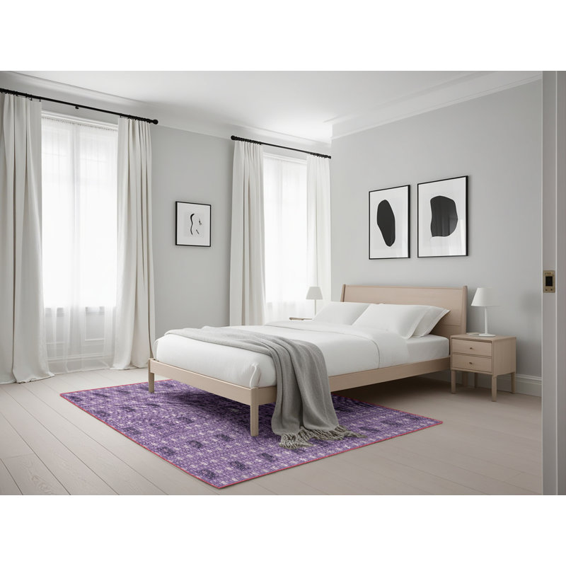 Tapis mauve à métier motorisée, Rectangle 5 pi x 7 pi