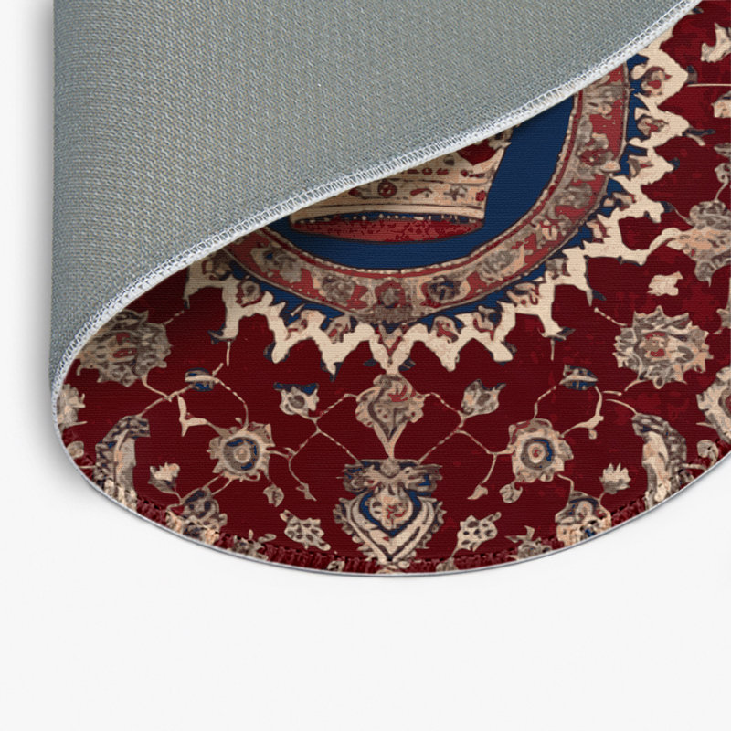 Tapis d'intérieur et d'extérieur rouge Persian, Rond 5 pi