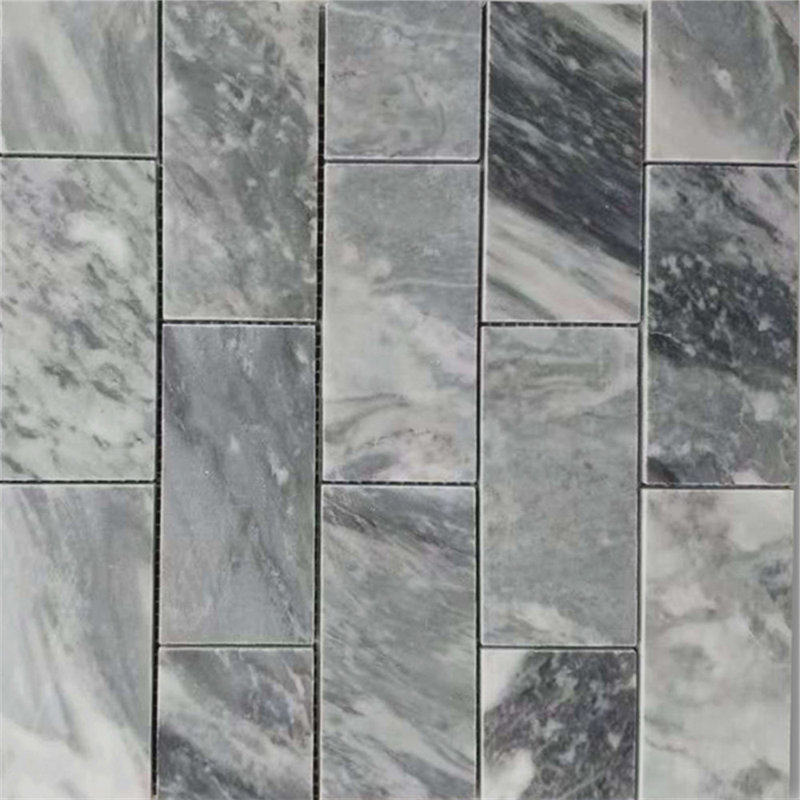 Carreau de mosaïque pour mur et plancher en brique de marbre 12 po x 12 po Bardiglio, Gris clair
