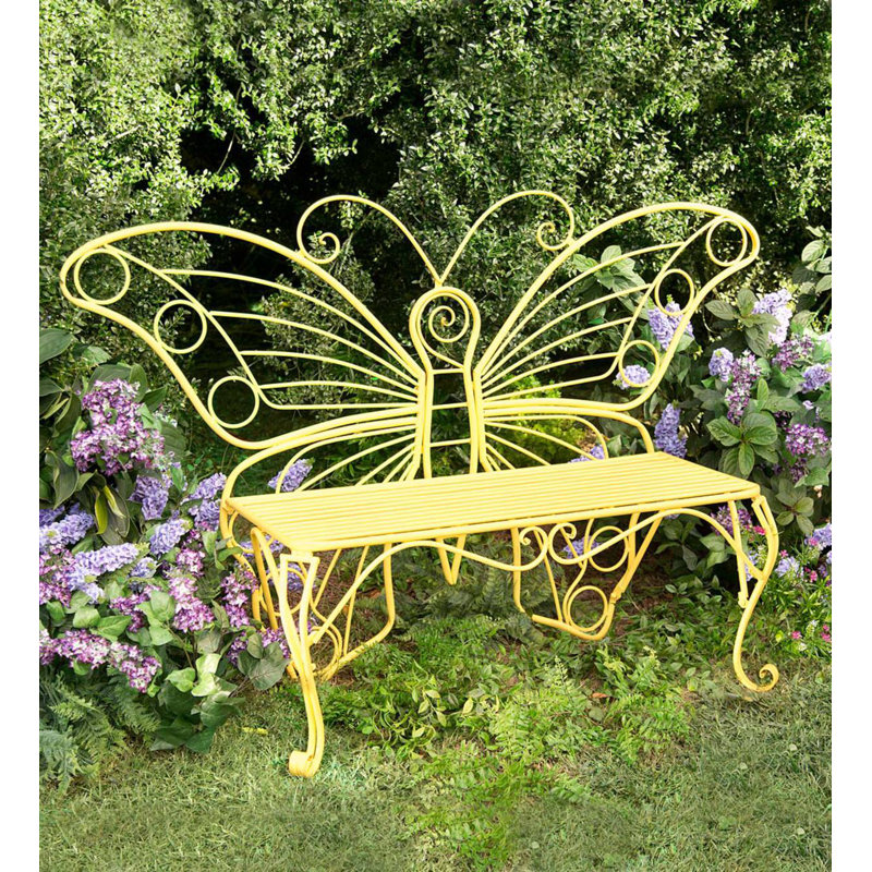 Banc de jardin en métal 40 po, Jaune, H 40 po x l 64 po x P 19 po