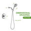 Robinet de douche amovible à 10 jets avec valve brute chromée-125502818