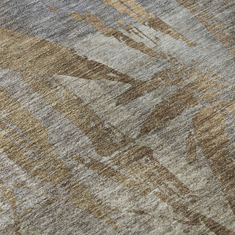 Premium Machine Washable Mayfield AMF2222 Botanical Rug, 2'6" x 3'10", Khaki