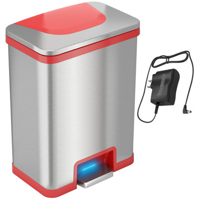 Itouchless Autostep 13 Gallon Automatic Step Sensor Trash Can With Absorbx Odor Control System And Ac Adapter, Stainless Steel Kitchen Pedal Touchless Garbage Bin (Battery-Free Operation)