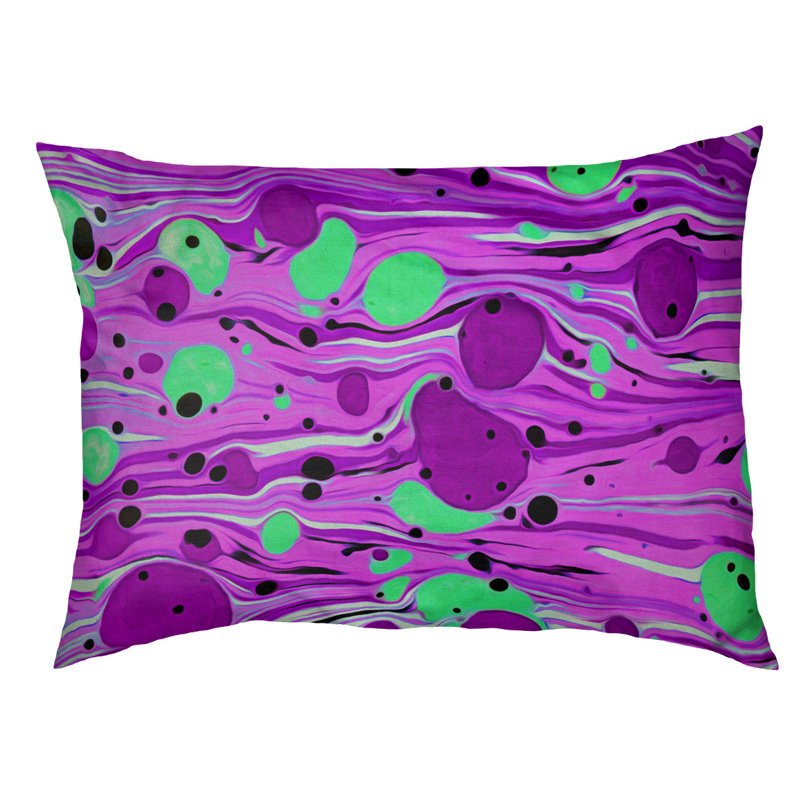 Coussin décoratif tourbillons, Moyen (L 30 po x l 40 po), Mauve/vert, Utilisation intérieure seulement