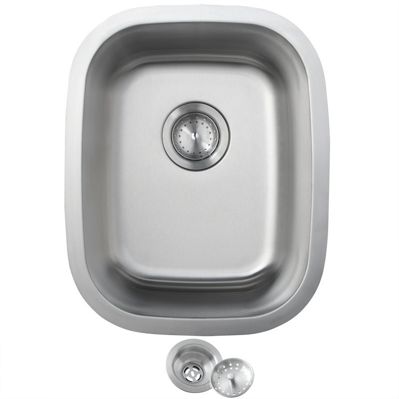 18"W x 14"L Undermount 16 Gauge Stainless Steel Bar Kitchen Sink With Basket Strainer