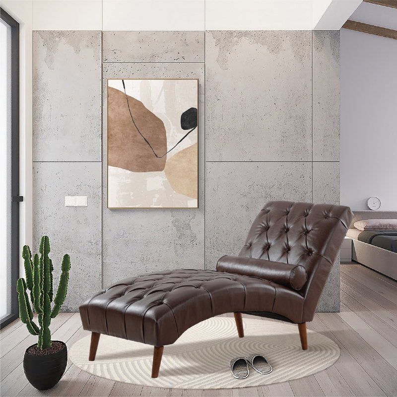 Chaise longue Morril, Similicuir brun foncé