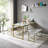 Aithan 3-Piece 43.3 Inch Gold Dining Table Set with Benches, Rustic Kitchen Table Set for Small Spaces, Modern Farmhouse Dining Set with Bench for Kitchen & Dining Room-2044701709-1955445247