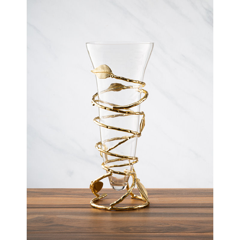Vase de table de table de béquille maîtresse avec feuille Aquilla, Or
