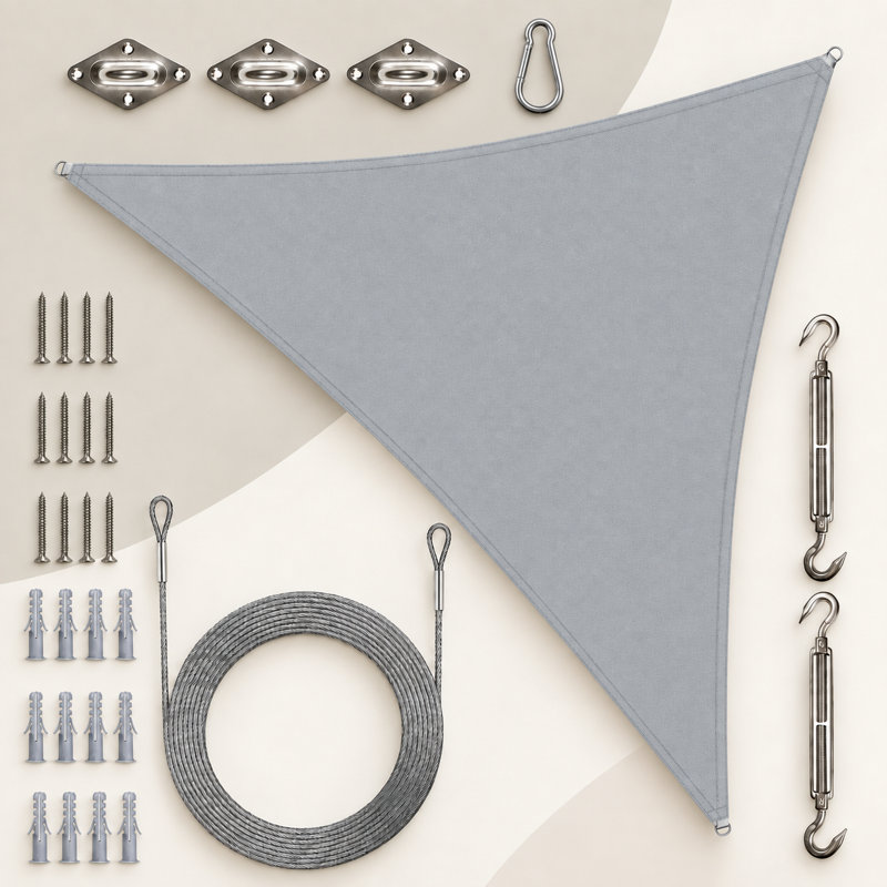 Toile d'ombrage triangulaire, 16 pi x 16 pi, gris